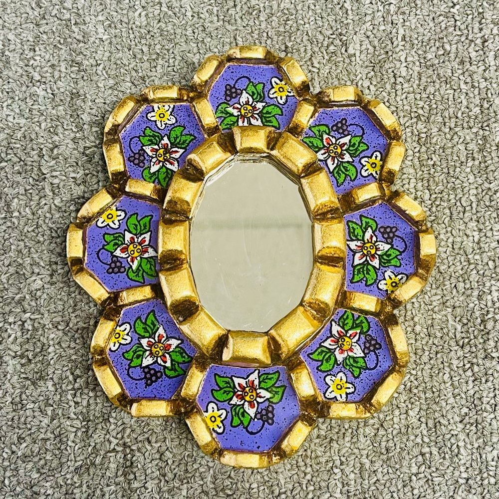 Small Purple And Gold Peruvian Mirror
